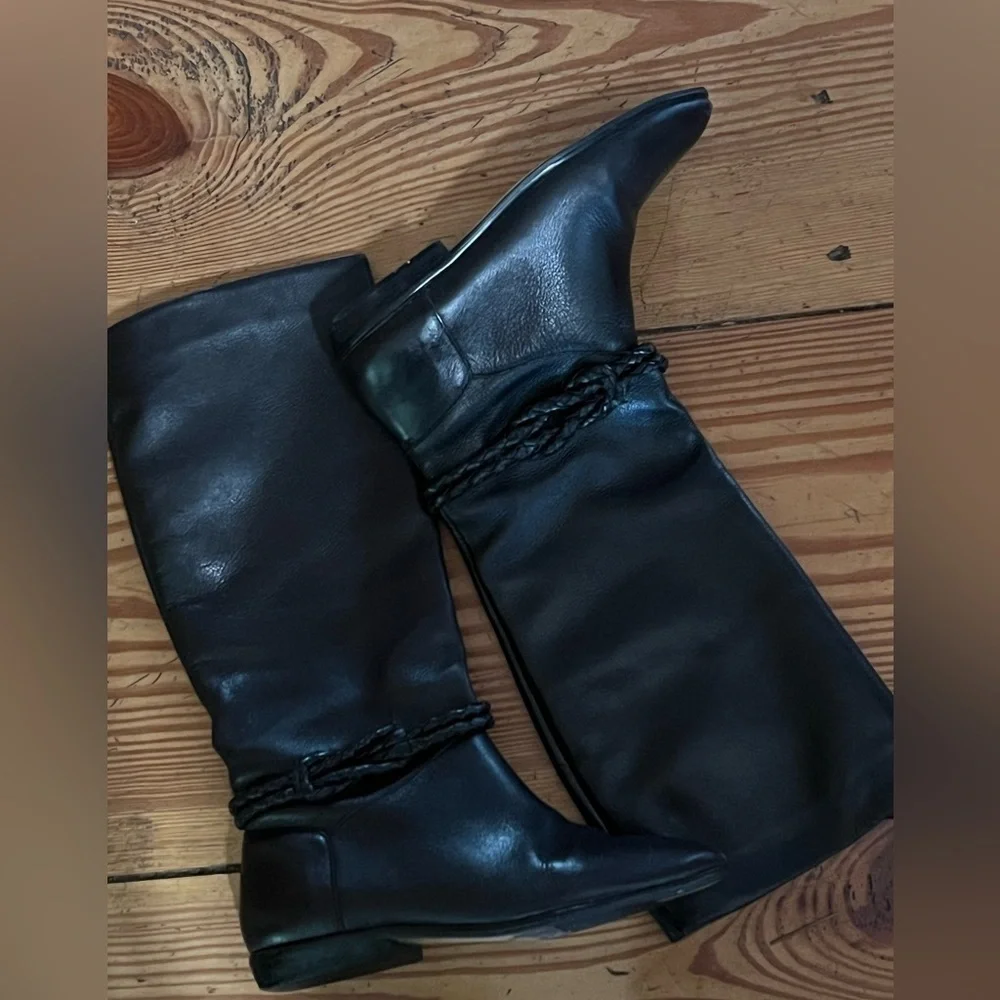 Black Brazilian Leather Women's Riding Boots 7.5